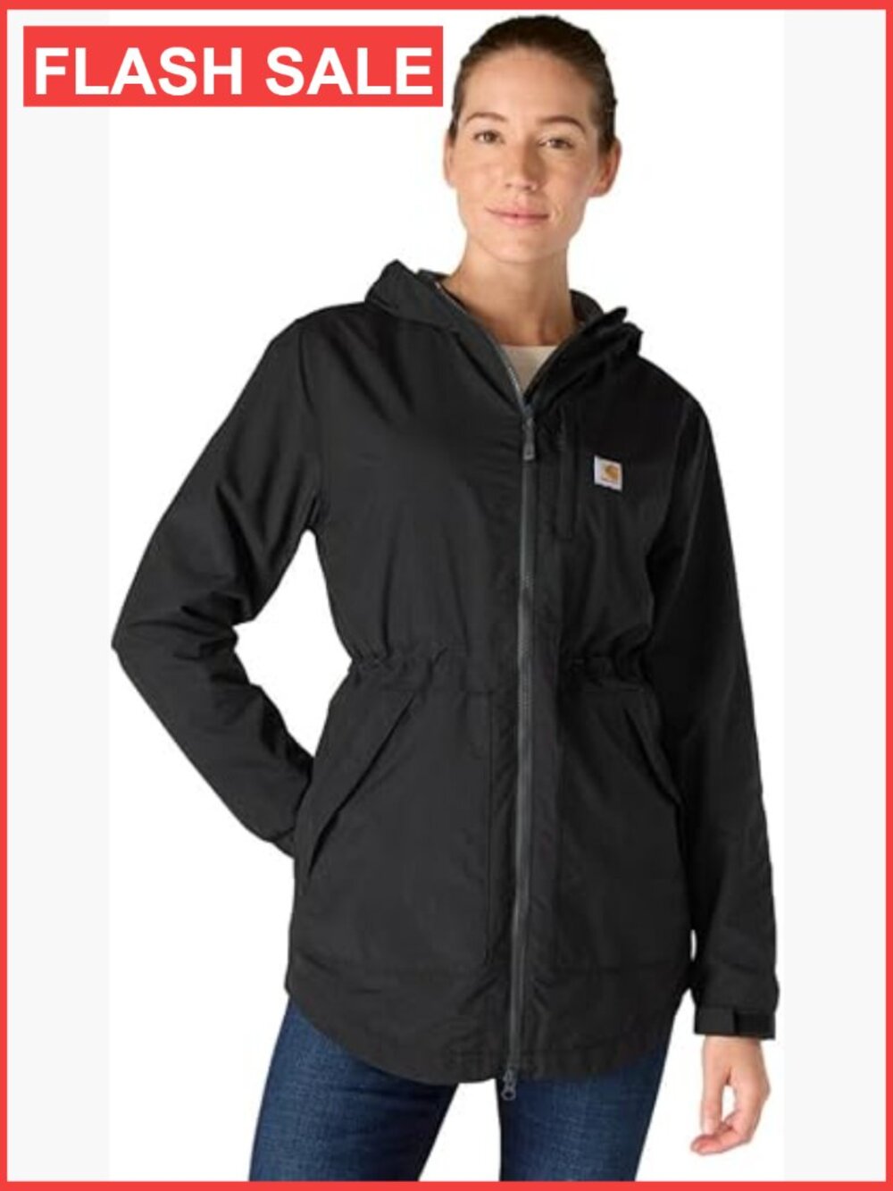 Women's Lightweight Hooded Raincoat Jacket Long Sleeve Relaxed Fit Zip